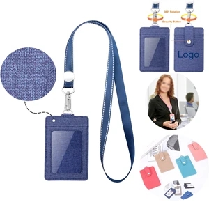 Work Badge Card Cover With Retractable Lanyard