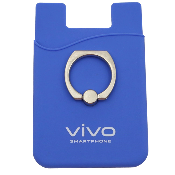 Silicone Phone Wallet w/ Finger Ring Holder & Custom Logo