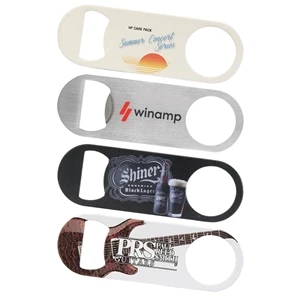 Short Paddle Style Stainless Steel Bottle Opener | https://www.bestnamebadges.com