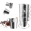 Set Of 4 Stackable Stainless Steel Coffee Cups Double-Layer | https://www.bestnamebadges.com