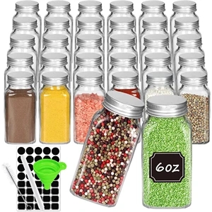 6Oz Glass Spice Jars With Labels 30 Pcs
