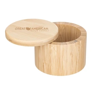 Round Bamboo Salt Box w/ Magnetic Lid | https://www.bestnamebadges.com