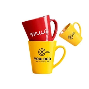 11 Oz Solid Color V-shaped Office Coffee Mug Cup