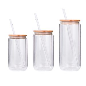 12OZ Beer Can Glass With Lid And Straw