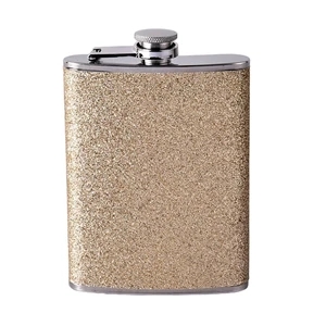 6Oz Colorful Glitter Coating Wine Flask For Women Men | https://www.bestnamebadges.com