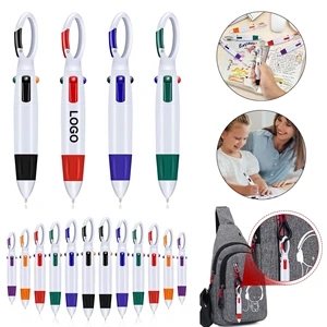 Four-color Pen with Carabiner Clip