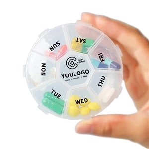 One Week 7-Day Transparent White Plastic Pill Box Case