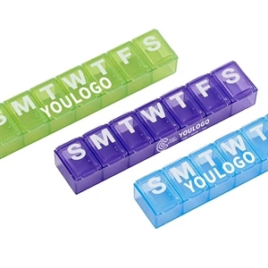 One Week 7-Day Multicolor Transparent  Square Pill Box Case