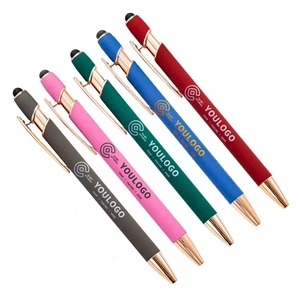Color Chrome Retractable Ballpoint Pen with Screen Stylus