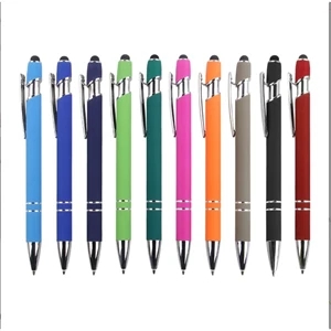 Rubberized Soft Touch Ballpoint Pen with Stylus Tip