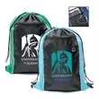 Tri-Color Drawstring Backpack w Earphone Slot & Front Pocket | https://www.bestnamebadges.com