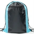 Tri-Color Drawstring Backpack w Earphone Slot & Front Pocket | https://www.bestnamebadges.com