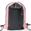 Tri-Color Drawstring Backpack w Earphone Slot & Front Pocket | https://www.bestnamebadges.com