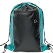 Tri-Color Drawstring Backpack w Earphone Slot & Front Pocket | https://www.bestnamebadges.com