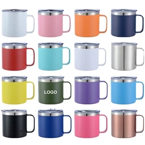 14Oz Vacuum Insulated Camping Mug With Lid Handle