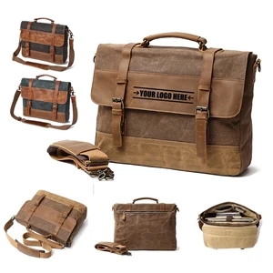 Canvas Leather Computer Laptop Bag | https://www.bestnamebadges.com