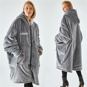 Zipper Oversized Blanket Hoodie