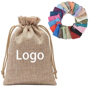 Colored Linen Drawstring Burlap Bags Vintage Sack Gift Pouch