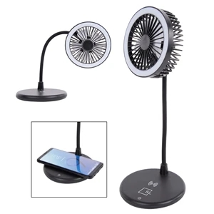 Desktop Fan With Ring Light & Wireless Charger | https://www.bestnamebadges.com