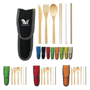 6 Pcs Bamboo Cutlery Set
