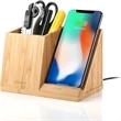 Bamboo Wireless Charger With Organizer | https://www.bestnamebadges.com