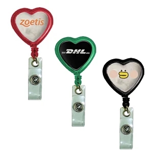 Colored Heart Shaped Badge Reel w/ Belt Clip backing | https://www.bestnamebadges.com