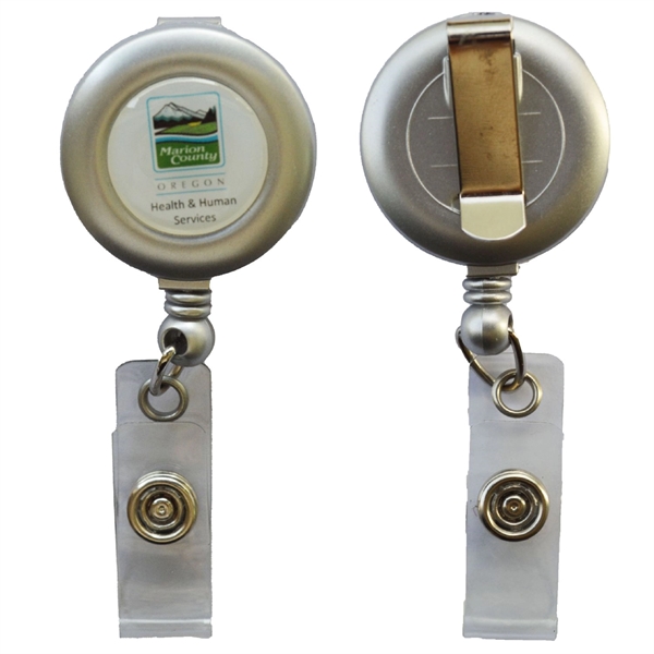 Electroplate Round Badge Reel Holder w/ Belt Clip