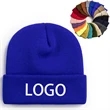 Label Patch Knit Beanie Cap With Cuff | https://www.bestnamebadges.com