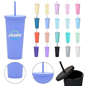 22Oz Pastel Colored Acrylic Cups With Lids And Straws