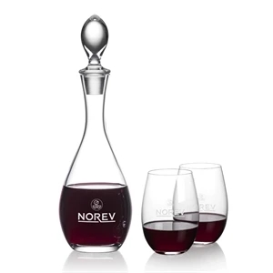 Malvern Decanter & Laurent Stemless Wine | https://www.bestnamebadges.com