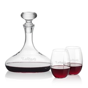 Stratford Decanter & Carlita Stemless Wine | https://www.bestnamebadges.com