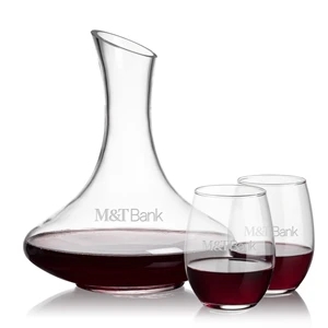 Kanata Carafe & Stanford Stemless Wine | https://www.bestnamebadges.com