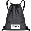 Football Shape Fabric Large Drawstring W/ Zipper (15"x18") | https://www.bestnamebadges.com