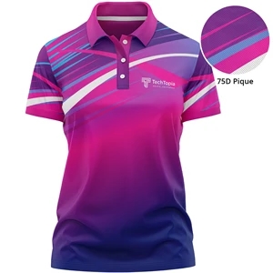 Women's 75D Pique Full Color Sublimation Polo | https://www.bestnamebadges.com