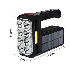 Solar Rechargeable Flashlight With Cob Sidelight