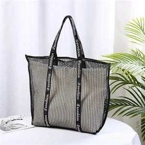 Beach MeshTote Bag With Canvas Pocket