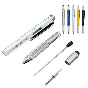 Aluminum 6 In 1 Multifunction Ballpoint Pen