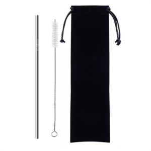 Reusable Stainless Steel Straw Suit with Velvet Pouch