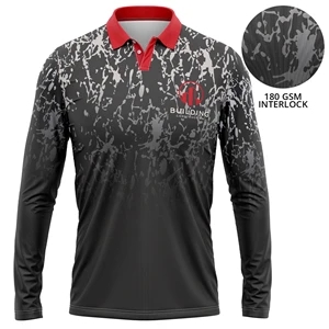 Unisex 180 GSM Interlock Sublimation Long Sleeve Polo Shirt | https://www.bestnamebadges.com