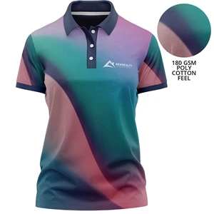 Women's 180 GSM Jersey Knit Cotton Feel  Polo T-Shirt | https://www.bestnamebadges.com