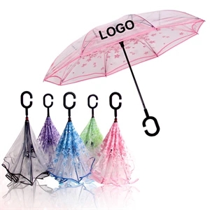 MOQ 30 Creative Transparent Sakura Reverse Umbrella