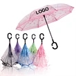 MOQ 30 Creative Transparent Sakura Reverse Umbrella | https://www.bestnamebadges.com