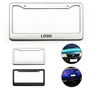 Stainless Steel License Plate Frame 2 Holes Metal Cover