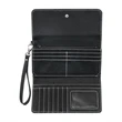 Black/Silver Leatherette Wallet with Strap | https://www.bestnamebadges.com