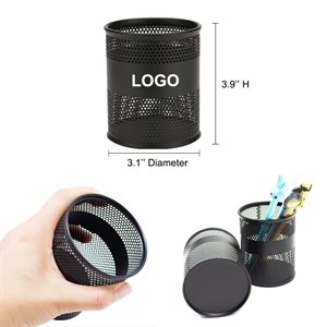 Metal Cylindrical Black Pen Holder
