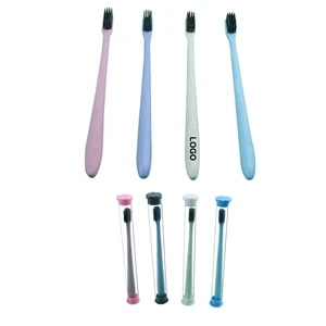 Wheat Straw Travel Toothbrush w/ PVC Round Pipe