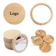 Mini Round Wooden Pocket Makeup Portable Mirror | https://www.bestnamebadges.com