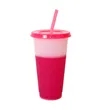 Reusable Color Changing Plastic Cups W/Lid And Straws | https://www.bestnamebadges.com