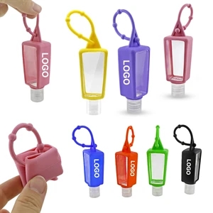 1 Oz Silicone Hand Sanitizer Holder Keychain w/ Empty Bottle