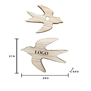 MOQ 50 Handmade Wood Swallow Magnet - Laser Engraved